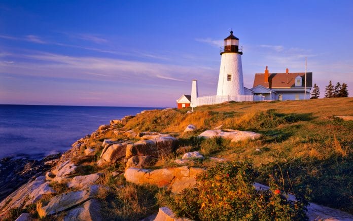 Pemaquid Lighthouse and Cliffs; Maine, USA